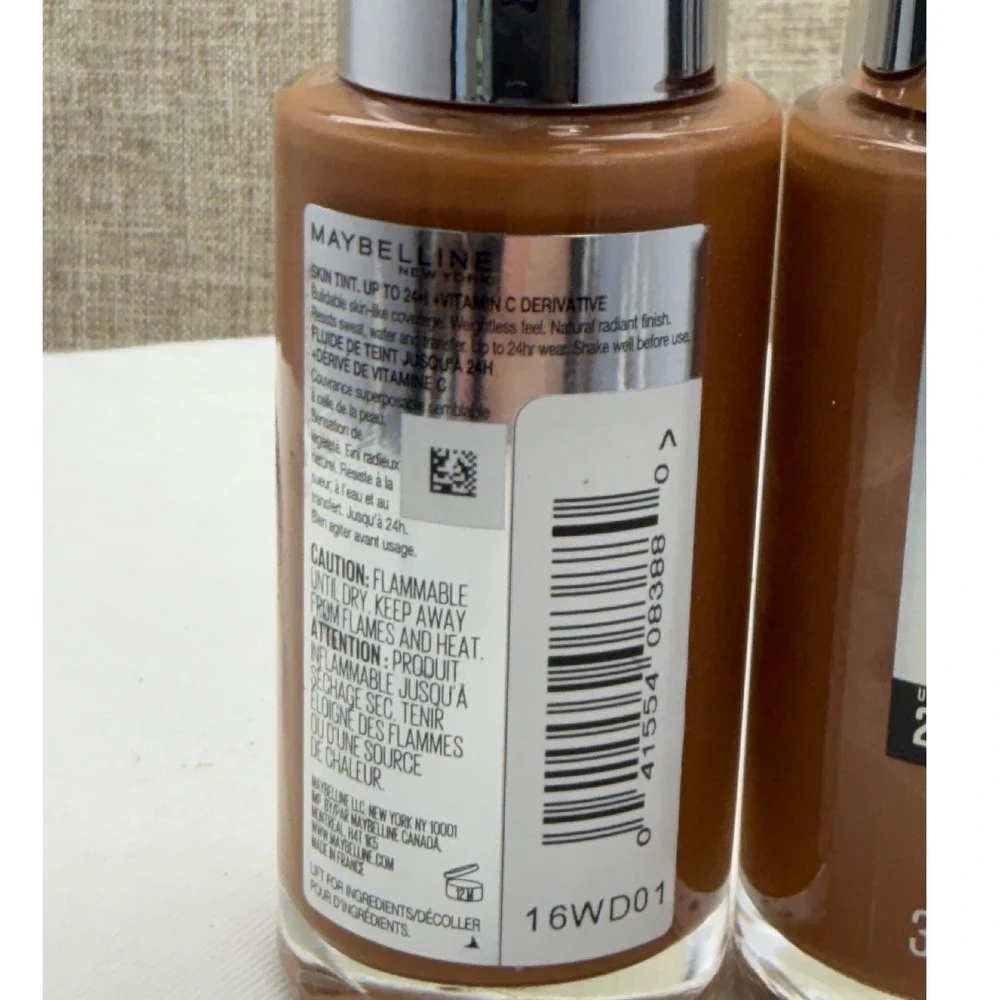2PK‎ Maybelline Super Stay 24H Skin Tint Vitamin C Foundation 338 Deep 1oz Each